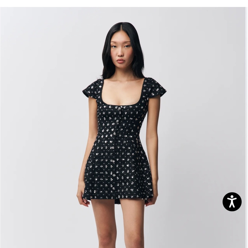 Black Floral Square-Neck Mini Dress